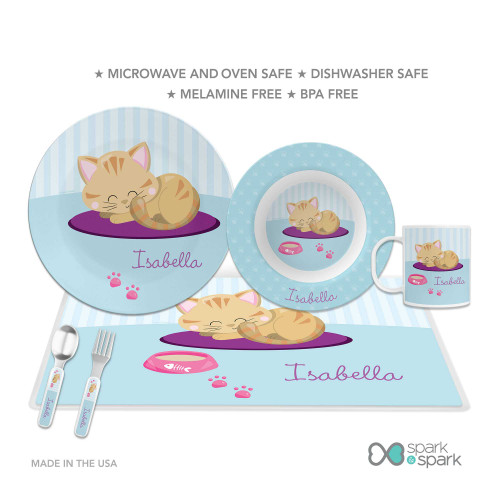 Cute Little Kitten Custom Plate for Girls