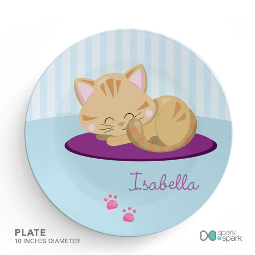 Cute Little Kitten Custom Plate for Girls