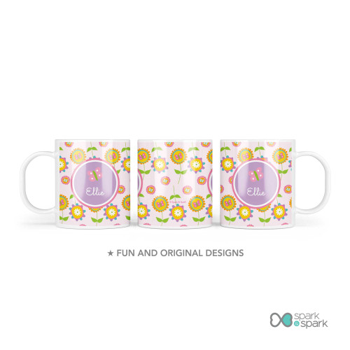 Pink Flowers Pattern Custom Plate for Girls