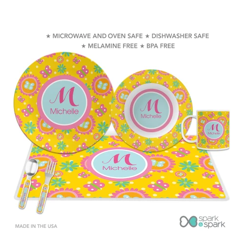 Yellow Flowers Pattern Kids Plates