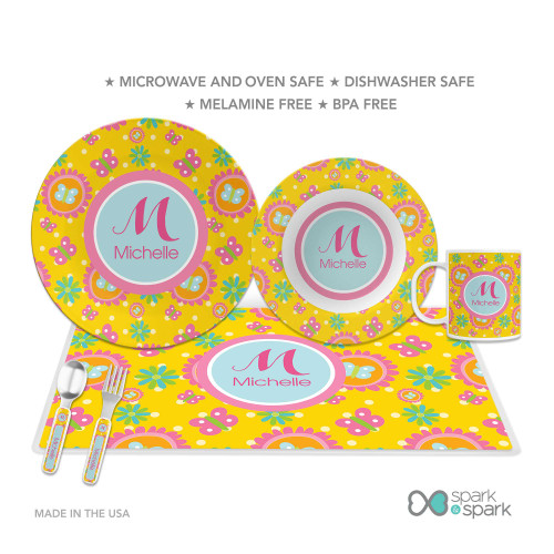 Yellow Flowers Pattern Kids Plates