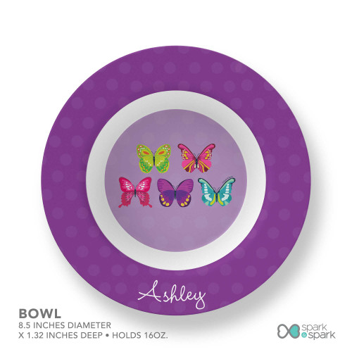 Bright Butterflies Custom Plate for Girls