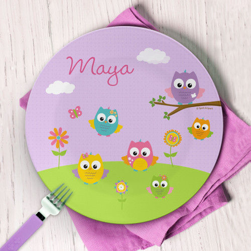 Owls On The Field Kids Plates