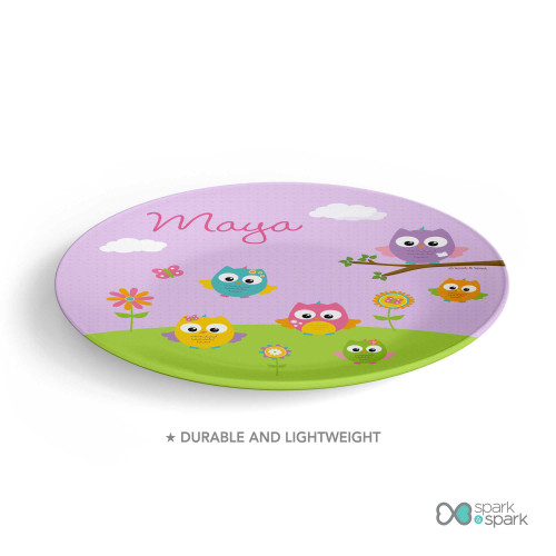 Owls On The Field Custom Plate for Girls
