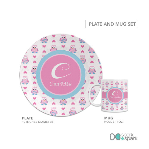 Owl Love Custom Plate for Girls