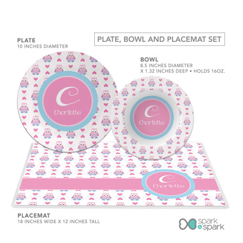 Owl Love Custom Plate for Girls