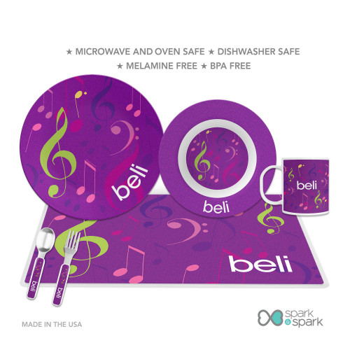Girly Music Notes Custom Plate for Girls