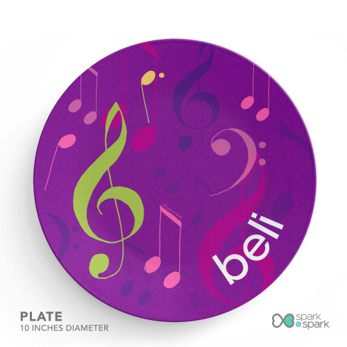 Girly Music Notes Custom Plate for Girls