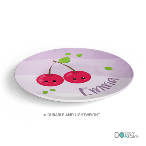 Yummy Cherries Custom Plate for Girls