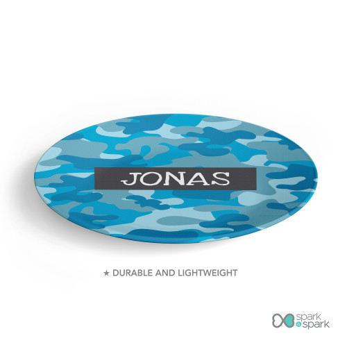 Blue Camouflage Kids Plate