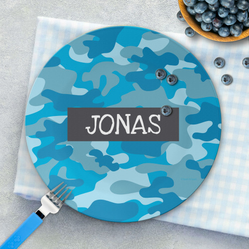 Blue Camouflage Kids Plate