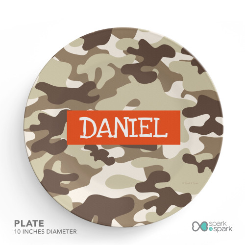 Brown Camouflage Kids Plate