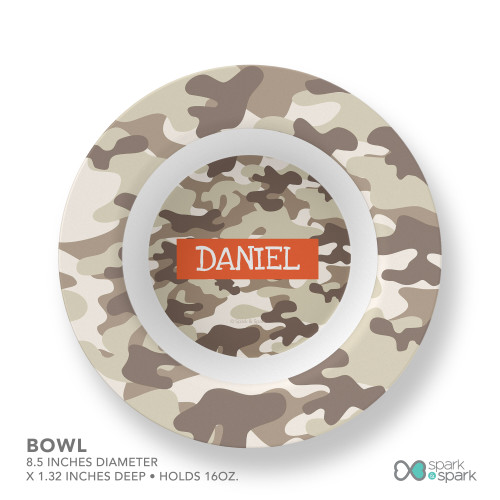 Brown Camouflage Kids Plate