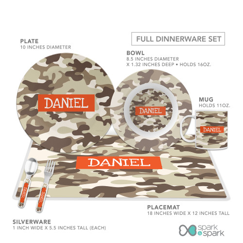 Brown Camouflage Kids Plate