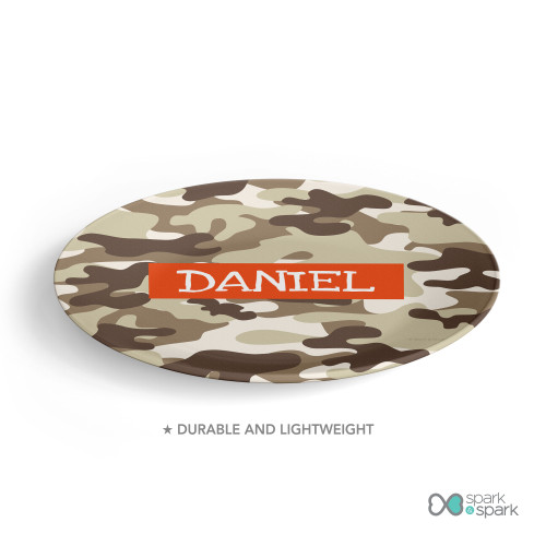 Brown Camouflage Kids Plate
