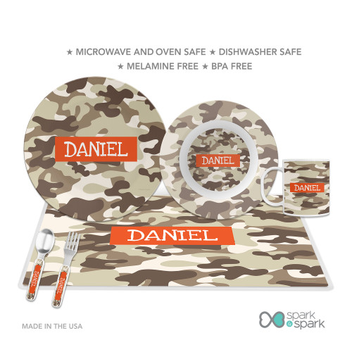 Brown Camouflage Kids Plate