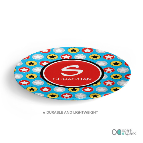 Super Hero Stars Kids Plate