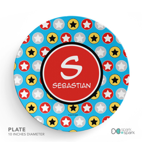 Super Hero Stars Kids Plate