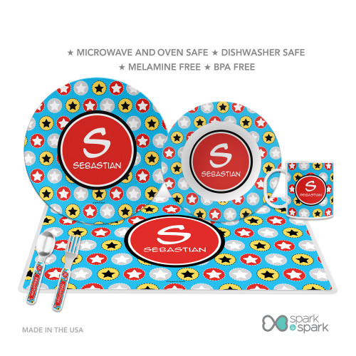 Super Hero Stars Kids Plate