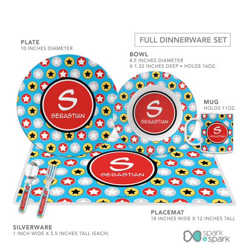 Super Hero Stars Kids Plate