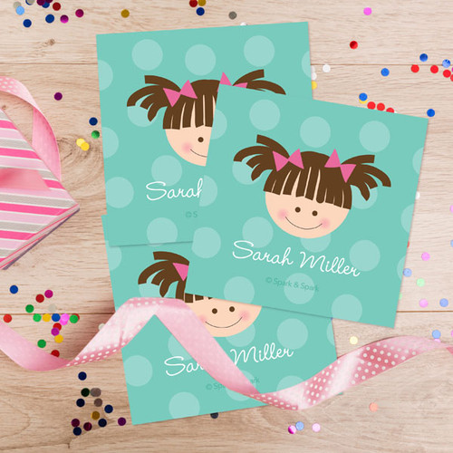 Just Like Me Girl Aqua Gift Label Set
