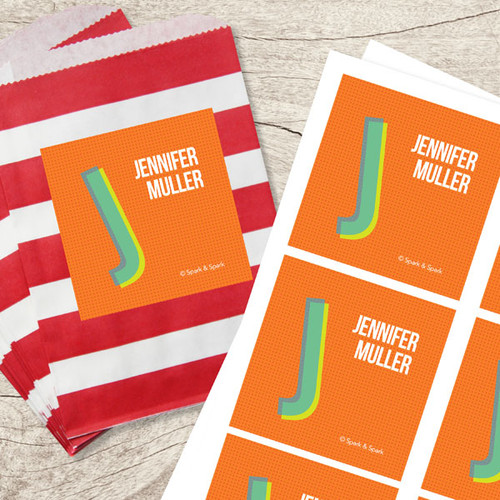 Orange Double Initial Gift Label Set