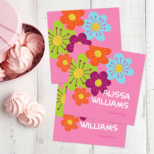 Shiny Bold Flowers Gift Label Set