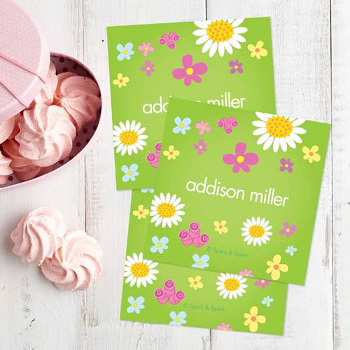Green Field Of Flowers Gift Label Set