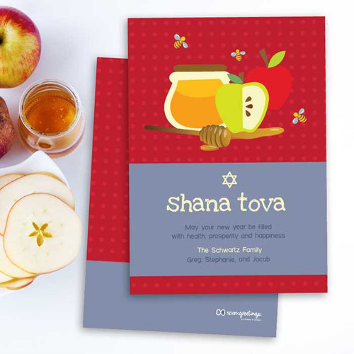 Rosh Hashanah Greeting Cards | Cute Honey & Bees