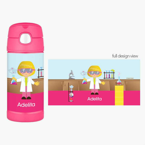 Cute Scientist Girl Thermos Bottle