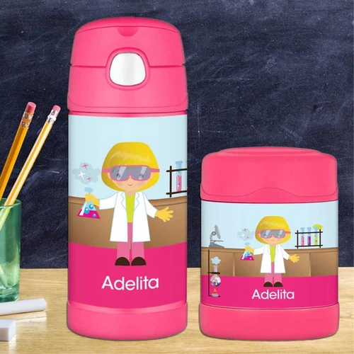 Cute Scientist Girl Thermos Bottle
