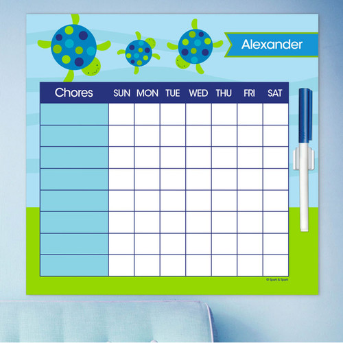 Swimming Blue Turtle Childrens Chore Chart