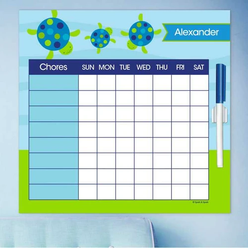 Swimming Blue Turtle Childrens Chore Chart