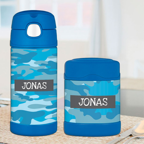 Blue Camouflage Thermos Bottle