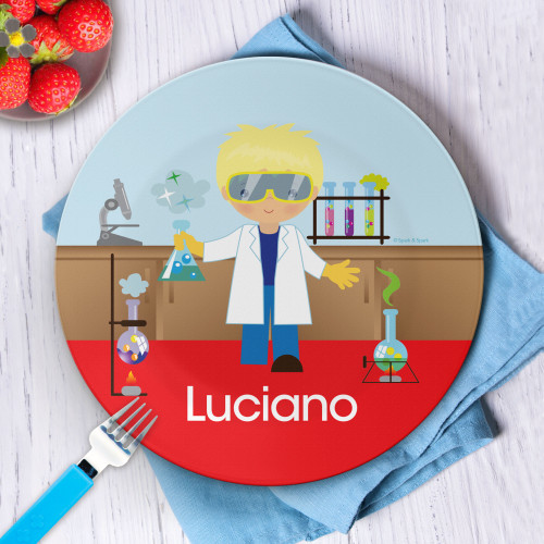 Cool Scientist Boy Kids Plate