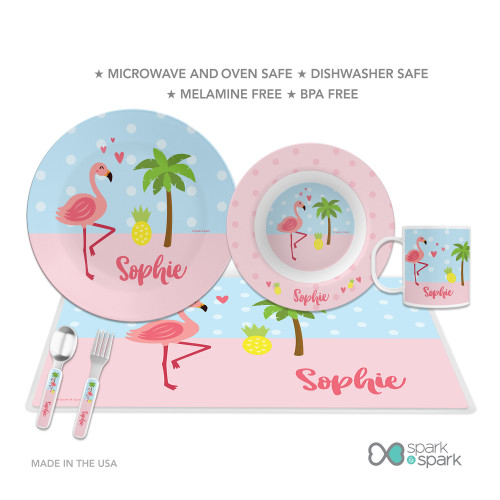 Sweet Flamingo Love Kids Plates