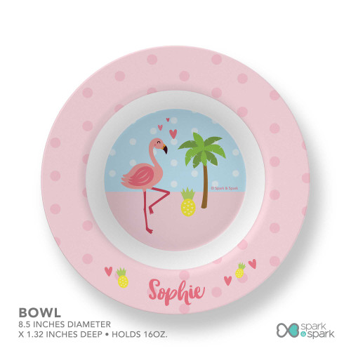 Sweet Flamingo Love Custom Plate for Girls