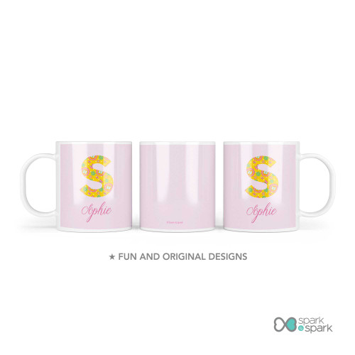 Flower Initial Custom Plate for Girls