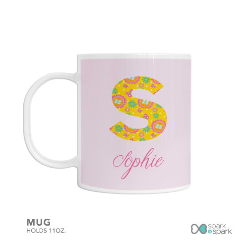 Flower Initial Custom Plate for Girls