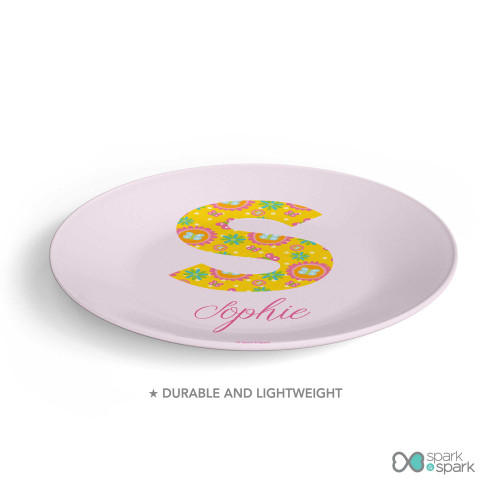 Flower Initial Custom Plate for Girls