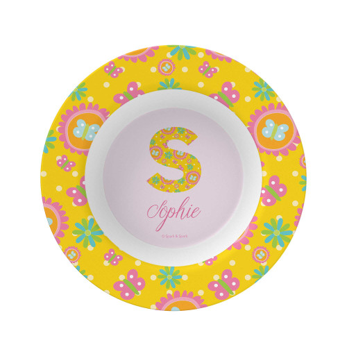 Flower Initial Custom Plate for Girls