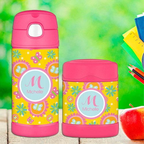 Yellow flowers Pattern Thermos Food Jar