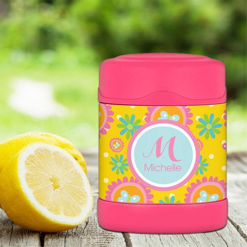 Yellow flowers Pattern Thermos Food Jar