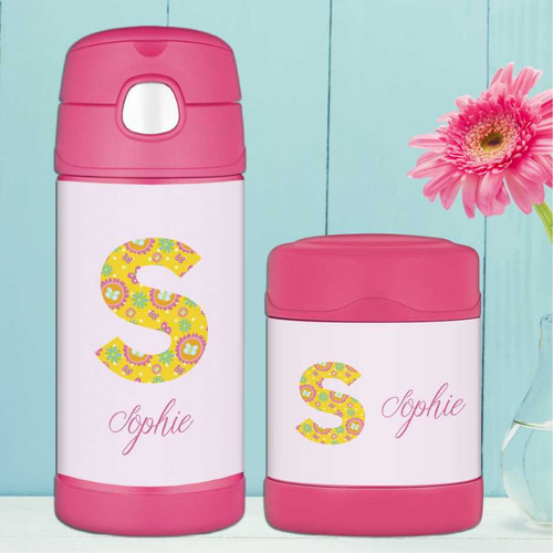 Flower Initial Thermos Food Jar