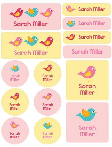 Sweet Little Birds Waterproof Labels Variety Pack (Set of 56)