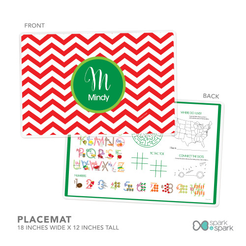 Red Xmas Chevron Kids Plate