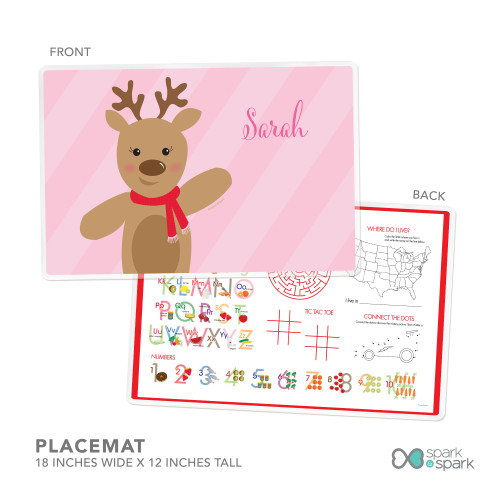 Sweet Reindeer Pink Kids Plate