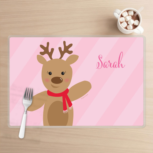 Sweet Reindeer Pink Kids Plate