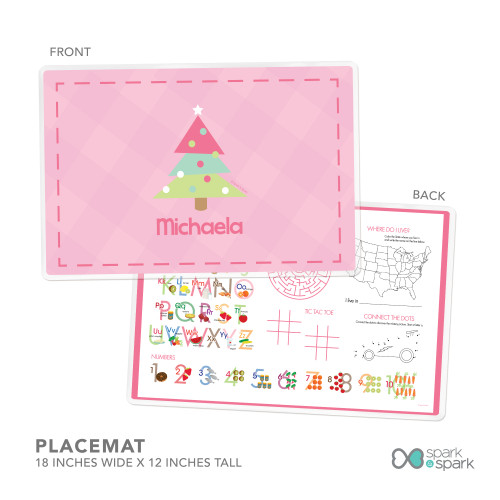 Modern Xmas Tree Pink Kids Plate