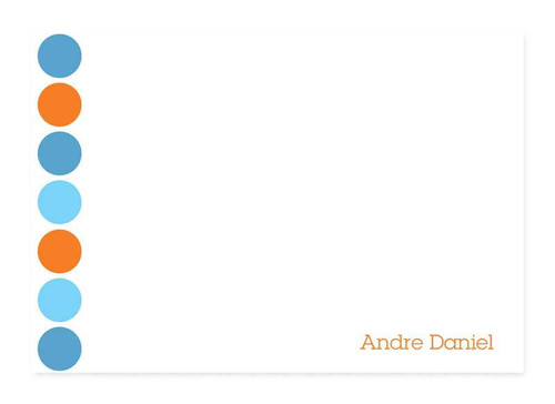 Cute Personalized Stationery Note Cards | Happy Dots In Blue